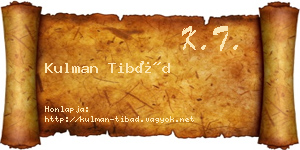 Kulman Tibád névjegykártya